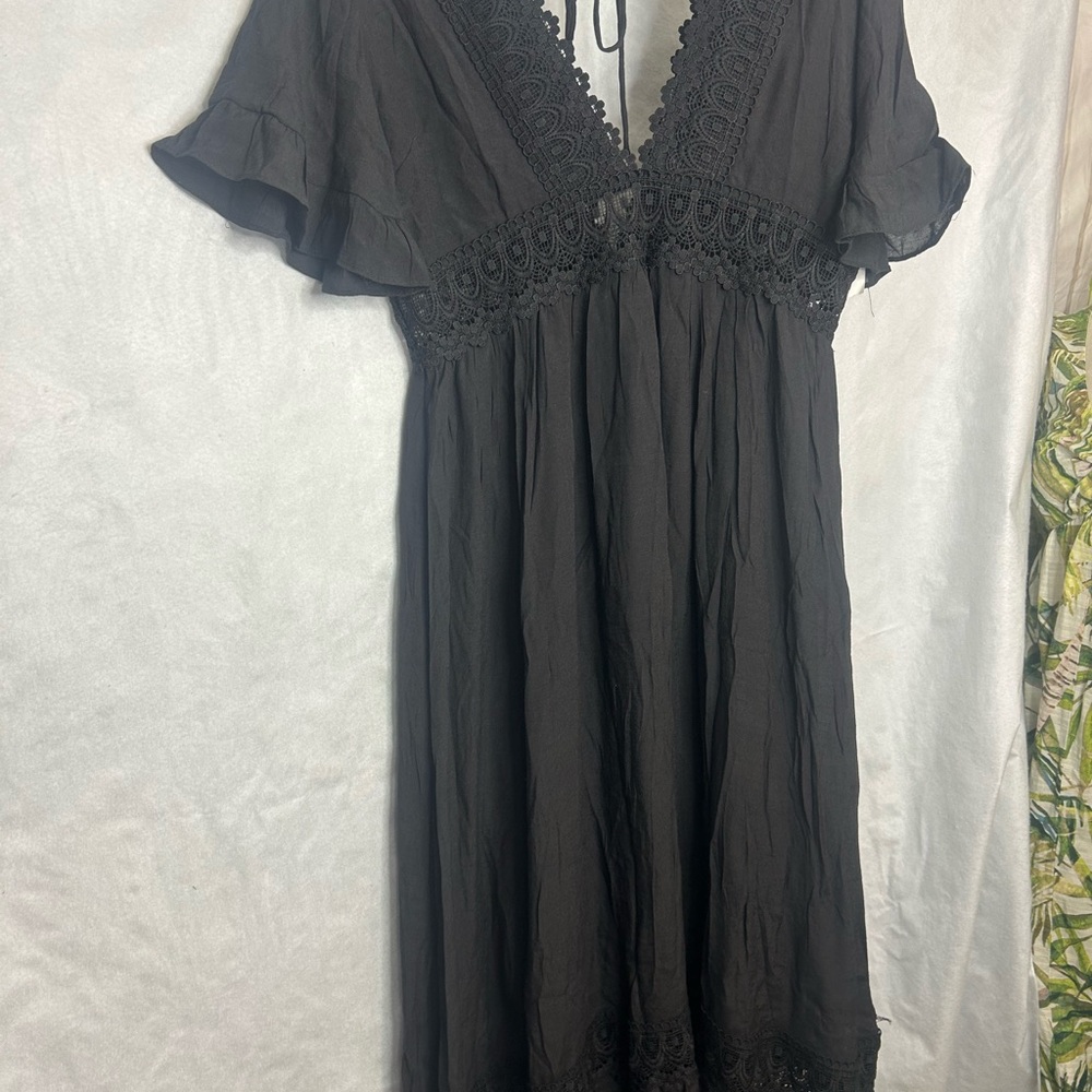 Black Lace Trim Dress